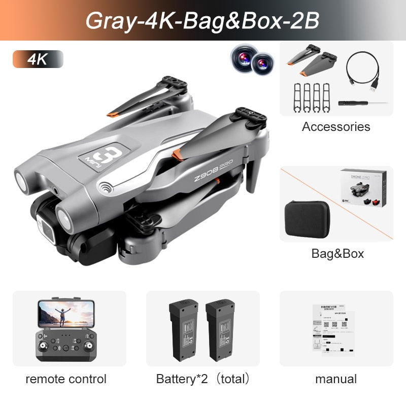 QJ New MINI4 Dual Camera Drone 2.4GHz WIFI FPV Obstacle Avoidance Fixed Height Four Axis Folding Remote Control Helicopter